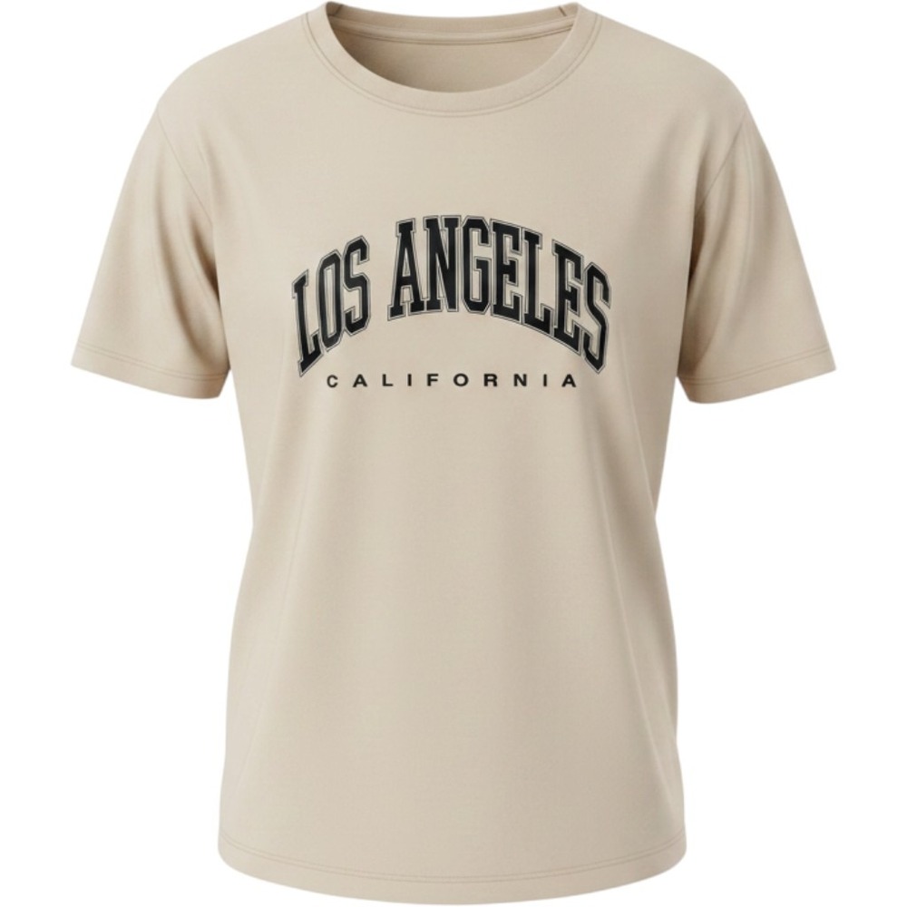 SHEIN T Shirt Los Angeles California Graphic Tee XL Tan Beige Mens Short Sleeve